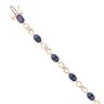 9ct Yellow Gold 0.06ct Diamond And Created Sapphire Bracelet 7"