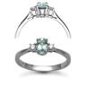 18 Carat White Gold D-8pt Aquamarine-31pt 3 Stone Ring