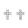 Silver Cubic Zirconia Cross Stud Earrings by Icesia