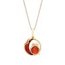 18ct Yellow ﻿Gold on Sterling Silver Baltic Amber Owl & Moon Pendant Necklace