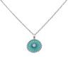 925 Sterling Silver Mother of Pearl Sundial Turquoise And Cubic Zirconia Pendant And Chain 18"