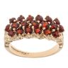 9ct Yellow Gold Garnet Three Row Ring