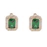 14ct Yellow Gold Green Gemstone And Cubic Zirconia Cluster Earrings