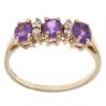 9ct Yellow Gold Purple Gemstone Three Stone Ring
