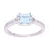 9ct White Gold Blue Topaz and Diamond Square Ring