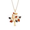 18ct Gold on Sterling Silver Baltic Amber Tree of Life Pendant Necklace