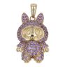 14ct Yellow Gold Purple Gemstone Bunny Pendant