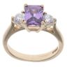 9ct Yellow Gold Amethyst And Cubic Zirconia Ring