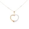 9ct Yellow And White Gold Textured Heart Pendant And Chain 18"