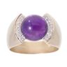 9ct Yellow Gold Amethyst and 0.10ct Diamond Dress Ring