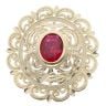 14ct Yellow Gold Red Gemstone Patterned Ring