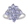 9ct White Gold Tanzanite and 0.05ct Diamond Cluster Ring