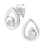 9ct White Gold Diamond Teardrop Halo Stud Earrings