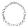 Silver Oval And Rectangular Patterned Belcher Bracelet 9" By Icesia