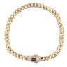 14ct Yellow Gold Monaco Classic Pave Lock Curb Bracelet 7"