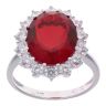 Silver Cubic Zirconia and Red Gemstone Cluster Ring by Icesia
