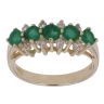 14ct Yellow Gold 0.15ct Diamond and Emerald Three Row Ring