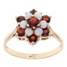 9ct Yellow Gold Opal And Garnet Cluster Ring