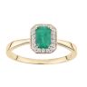 9ct Yellow Gold Octagon Emerald and Diamond Cluster Ring