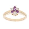 9ct Yellow Gold 0.10ct Diamond And Amethyst Cluster Ring