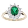9ct Yellow Gold Diopside And Cubic Zirconia Cluster Ring