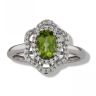 9ct White Gold Peridot And Cubic Zirconia Ring