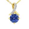 9ct Yellow Gold Created Tanzanite and Diamond Twist Pendant Necklace