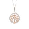 Sterling Silver And Rose Gold Plated Tree Of Life Cubic Zirconia Pendant