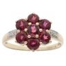 9ct Yellow Gold 0.03ct Diamond And Red Gemstone Cluster Ring
