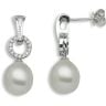 18 Carat White Gold 42ptDiamond & Pearl Drop Earrings