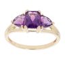 9ct Yellow Gold Amethyst Three Stone Ring