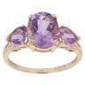 9ct Yellow Gold Amethyst Three Stone Ring