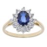 9ct Yellow Gold Blue Gemstone And Cubic Zirconia Cluster Ring