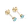 9ct yellow gold 3mm aqua CZ stud Earrings