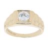9ct Yellow Gold Cubic Zirconia Solitaire Watch Strap Signet Ring