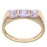 18ct Yellow Gold Purple Gemstone Three Stone Ring