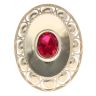 14ct Yellow Gold Red Gemstone Oval Ring