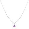 9ct White Gold 0.03ct Diamond And Amethyst Pendant And Chain 18"