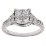18ct White Gold 1.15ct Princess And Brilliant Cut Diamond Cluster Ring