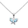 925 Sterling Silver Blue Topaz Butterfly Pendant And Chain 18"