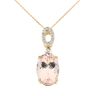 9ct Yellow Gold 0.05ct Diamond And Morganite Pendant And Chain 18"