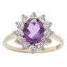 9ct Yellow Gold Amethyst And Cubic Zirconia Cluster Ring