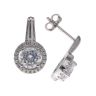 Silver Cubic Zirconia Halo Drop Stud Earrings