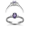 18 Carat White Gold D-8pt Amethyst-40pt 3 Stone Ring