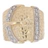 9ct Yellow And White Gold Cubic Zirconia Buckle Ring