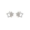 Sterling Silver Double Star Pavé Cubic Zirconia Stud Earrings
