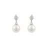 Sterling Silver Cultured Freshwater Pearl And Cubic Zirconia Stud Earrings
