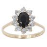 9ct Yellow Gold Cubic Zirconia and Sapphire Cluster Ring