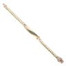 14ct Yellow Gold Monaco Classic Pink Girl Pave Lock ID Bracelet 5.5"