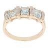 9ct Yellow Gold 0.05ct Diamond and Aquamarine Three Stone Ring
